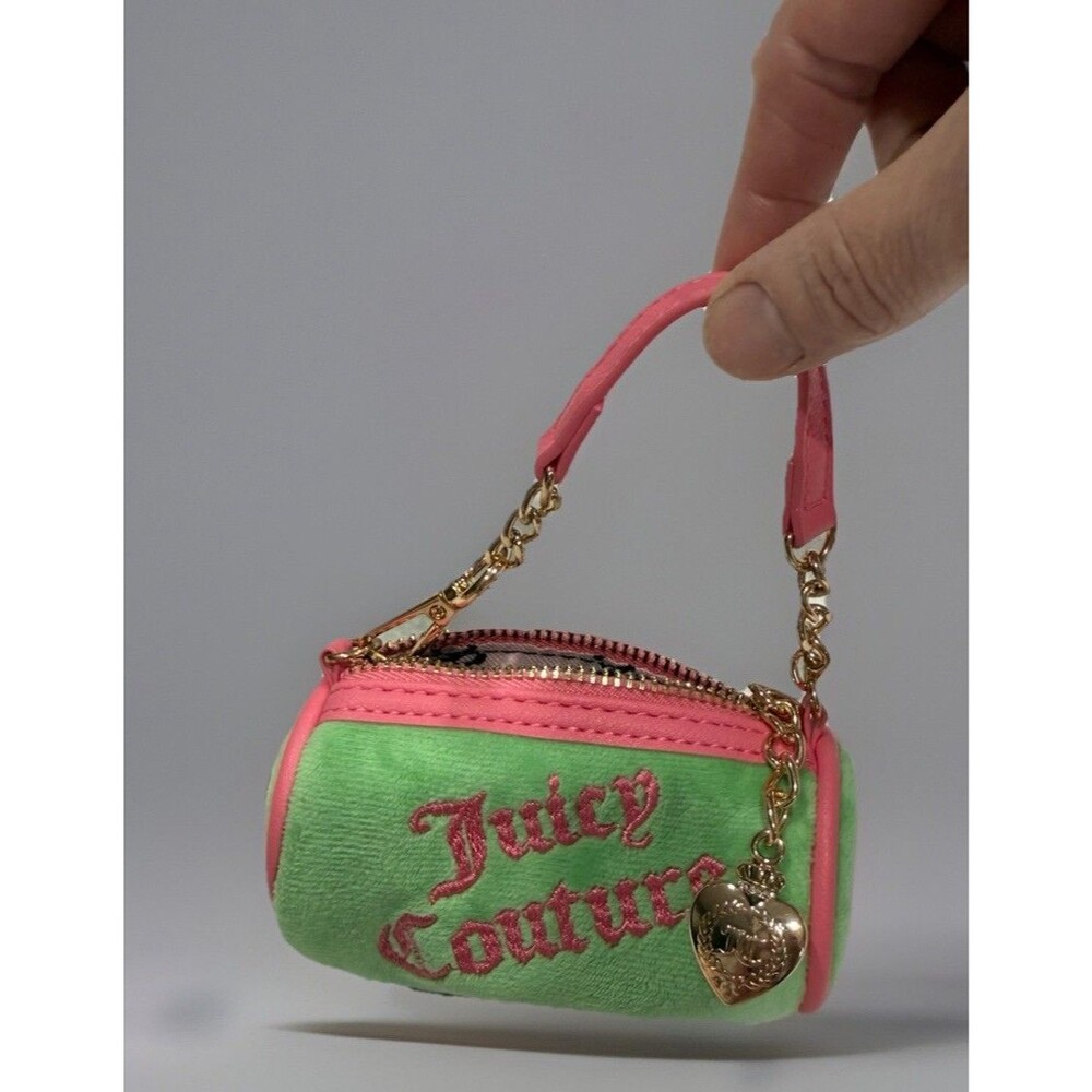 Juicy Couture Retro Green Pink Velour Mini Barrel Charm - Picture 2 of 10